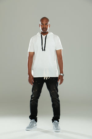 Hoodie Tee W/ Black stripe