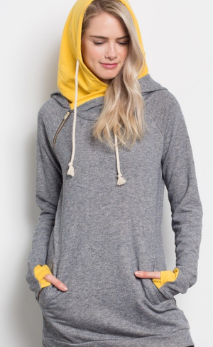 Contrast Double Hoodie Sweater