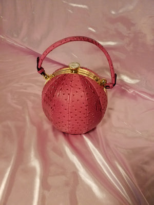 Pink Ostrich Fashion Ball Bag