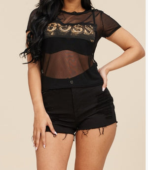 Boss Up!! Plus Size Mesh Top