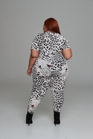 Plus Size Leopard Printed Jumpsuit