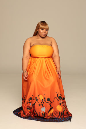 Plus Size Tube Top A-LIne Maxi Skirt